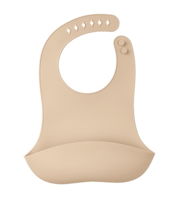 Zdjęcie Mombella Silikonowy Śliniak z Kieszonką 3D Light Brown