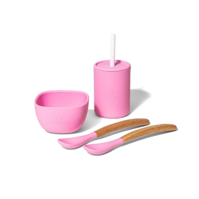 Zdjęcie Avanchy La Petite Silikonowy Zestaw Obiadowy dla Dziecka Pink