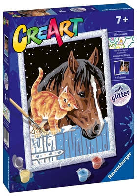 Zdjęcie CreArt Malowanie Po Numerach Dla Dzieci Koń i Kotek