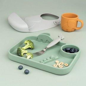 Done by Deer Peekaboo Talerz z Przegródkami Green