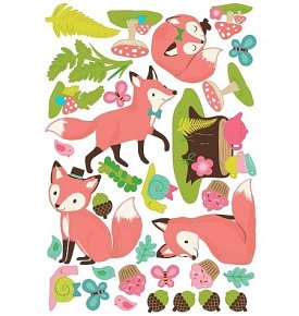 Wallies Naklejki Leśne Przyjęcie Lisków