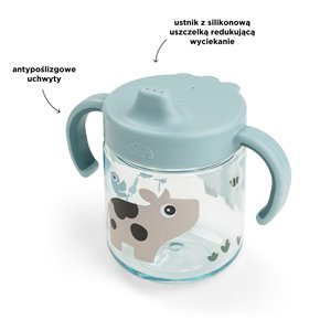 Done by Deer Kubek z Ustnikiem 2w1 Tiny Farm Blue
