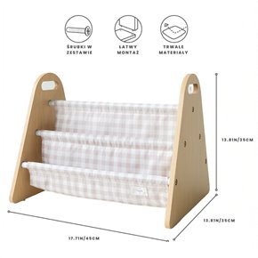 3 Sprouts Stojak na Książki dla Dzieci Przenośny Gingham Beige