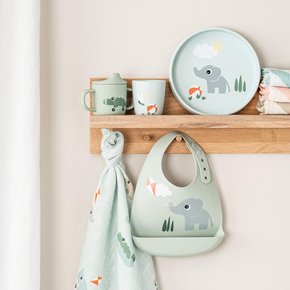 Done by Deer Śliniak Silikonowy z Kieszonką Playground Green