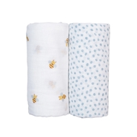 Lulujo Boho Kocyk Otulacz Muślinowy Bees/Dots 2szt.
