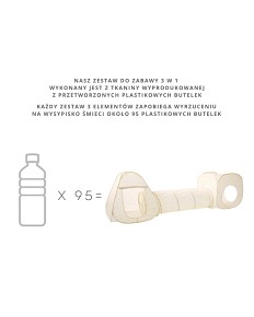 3 Sprouts Zestaw Namiotów dla Dzieci z Tunelem 3w1 Gingham Beige