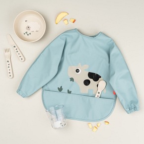 Done by Deer Śliniak z Rękawami 6-18m Tiny Farm Blue