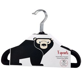 3 Sprouts Wieszaki Welurowe Miś Black 10sz
