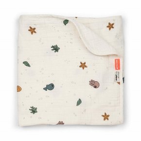 Done By Deer Kocyk Muślinowy 100x100cm Sea Friends Beige GOTS