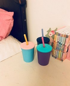 GoSili Kubek ze Słomką Pink/Aqua 350ml