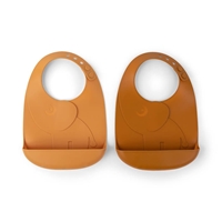 Done by Deer Peekaboo Śliniak Silikonowy 2 szt. Elphee Mustard