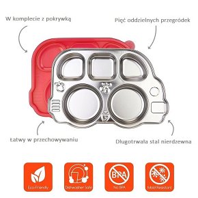 Innobaby Talerz Stalowy z Przykrywką Pink