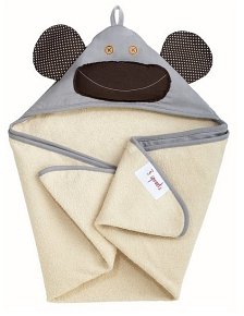 3 Sprouts Ręcznik Z Kapturem Małpka Szara