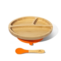 Avanchy Toddler Bambusowy Dzielony Talerz z Przyssawką 6m+ Orange