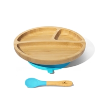 Avanchy Toddler Bambusowy Dzielony Talerz z Przyssawką 6m+ Blue