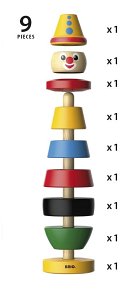 BRIO Piramida Drewniana Kolorowy Klaun