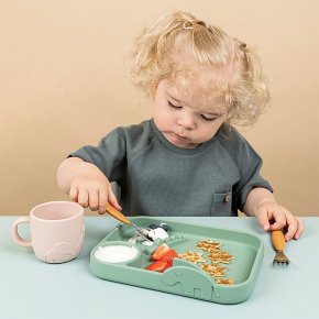 Done by Deer Peekaboo Talerz z Przegródkami Green