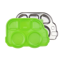 Innobaby Talerz Stalowy z Przykrywką Green