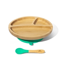 Avanchy Toddler Bambusowy Dzielony Talerz z Przyssawką 6m+ Green