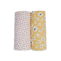 Lulujo Boho Kocyk Muślinowy Yellow Wildflowers / Dots 2 szt.