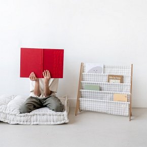 3 Sprouts Stojak na Książki Recycled Gingham Beige