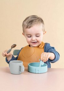 Done by Deer Peekaboo Śliniak Silikonowy 2 szt. Elphee Mustard