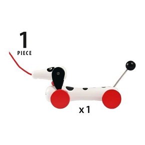 BRIO Zabawka do Ciągnięcia Jamnik Biały