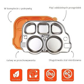 Innobaby Talerz Stalowy z Przykrywką Orang