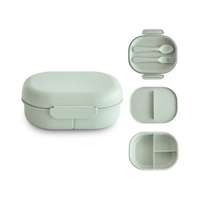Mushie Lunchbox dla Dzieci Pojemnik na Jedzenie ze Sztućcami Sage