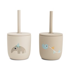 Done by Deer Kubek ze Słomką Celebration Sand 2 sz