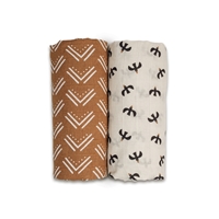Lulujo Boho Kocyk Muślinowy Black Birds/Mudcloth 2szt.