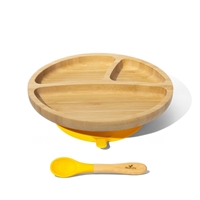 Avanchy Toddler Bambusowy Dzielony Talerz z Przyssawką 6m+ Yellow