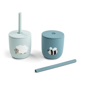 Done by Deer Kubek ze Słomką Tiny Farm Blue 2 szt.