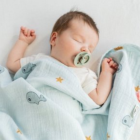 Done By Deer Kocyk Muślinowy 100x100cm Wally Blue GOTS