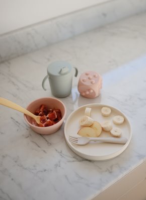 Mushie Sztućce dla dzieci - łyżka i widelec Vanilla