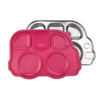 Innobaby Talerz Stalowy z Przykrywką Pink