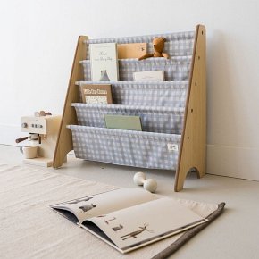 3 Sprouts Stojak na Książki Recycled Gingham Blue