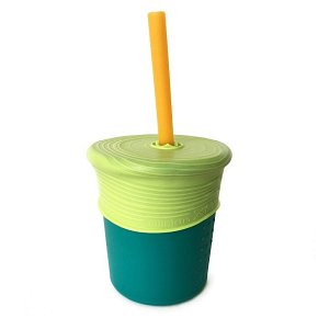 Silikids Kubek ze Słomką Teal/Lime