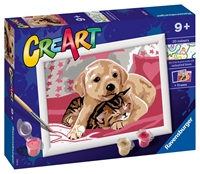 CreArt Malowanie Po Numerach Dla Dzieci Piesek z Kotkiem