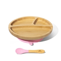 Avanchy Toddler Bambusowy Dzielony Talerz z Przyssawką 6m+ Pink