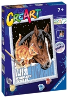 CreArt Malowanie Po Numerach Dla Dzieci Koń i Kotek