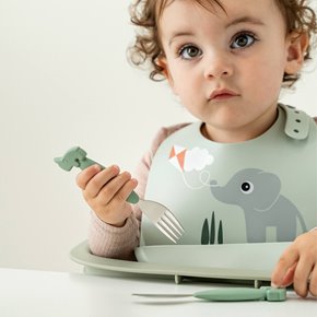 Done by Deer Śliniak Silikonowy z Kieszonką Playground Green