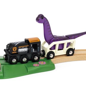 BRIO World Kolejka Drewniana Zestaw z Dinozaurami Dino Przygoda