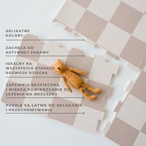 3 Sprouts Mata Piankowa EVA Checkerboard Beige - Puzzle Podłogowe