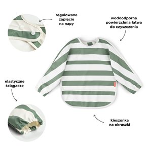 Done by Deer Śliniak z Rękawami 6-18m Stripes Green