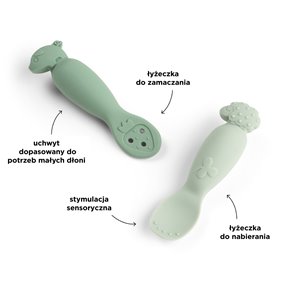 Done by Deer Zestaw Łyżeczek do Nauki Jedzenia Tiny Farm Green