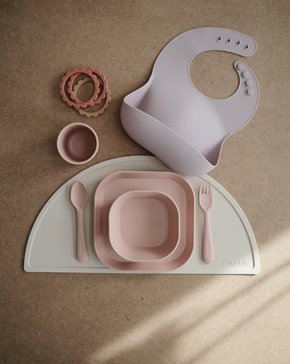 Mushie Miseczki dla dzieci kwadratowe 2-pak Blush